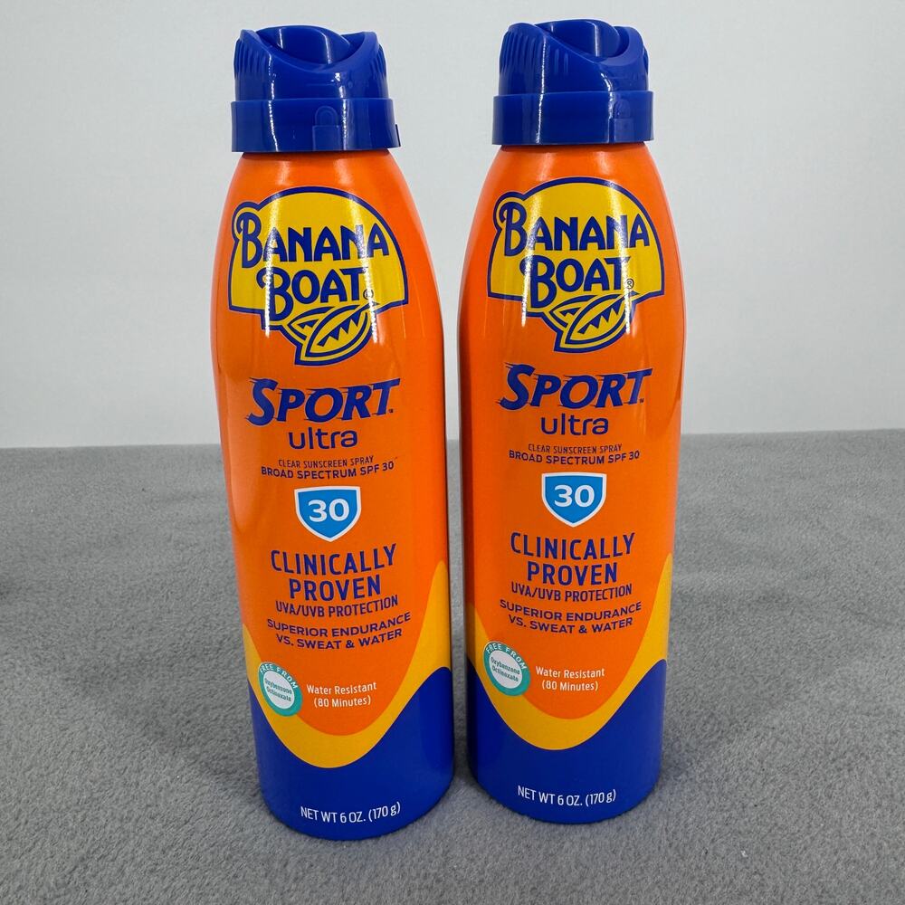 Banana Boat Sport Ultra SPF 30 Sunscreen Spray 6oz Lot Of 2‎ New